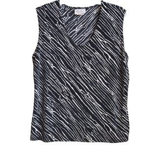 Kathie Lee Collection Sleeveless Top Black & Cream Women's XL